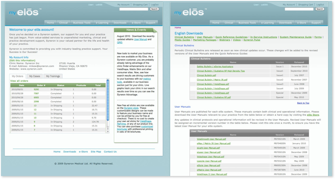 My Elos homepage