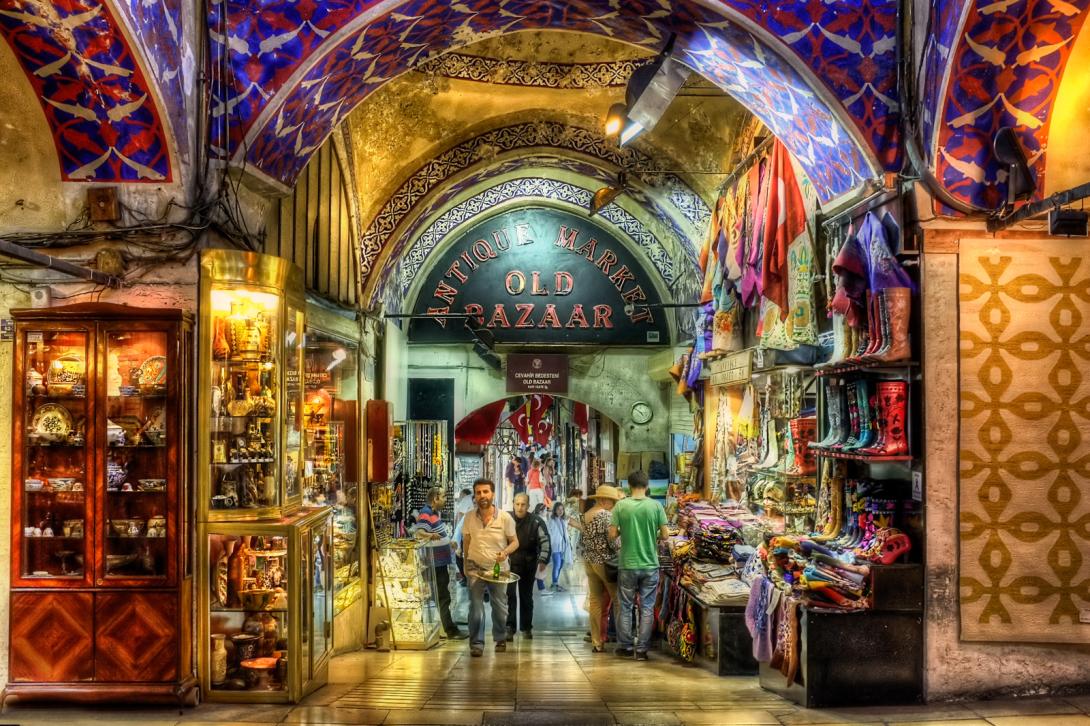 A colorful shopping bazaar